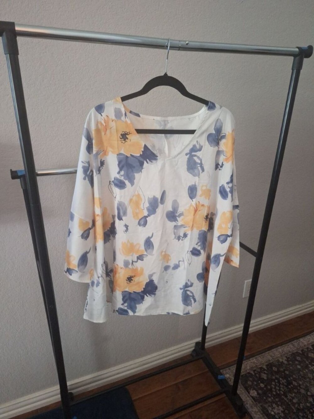 Vintage-Style Floral Watercolor Print Oversized Blouse 4X